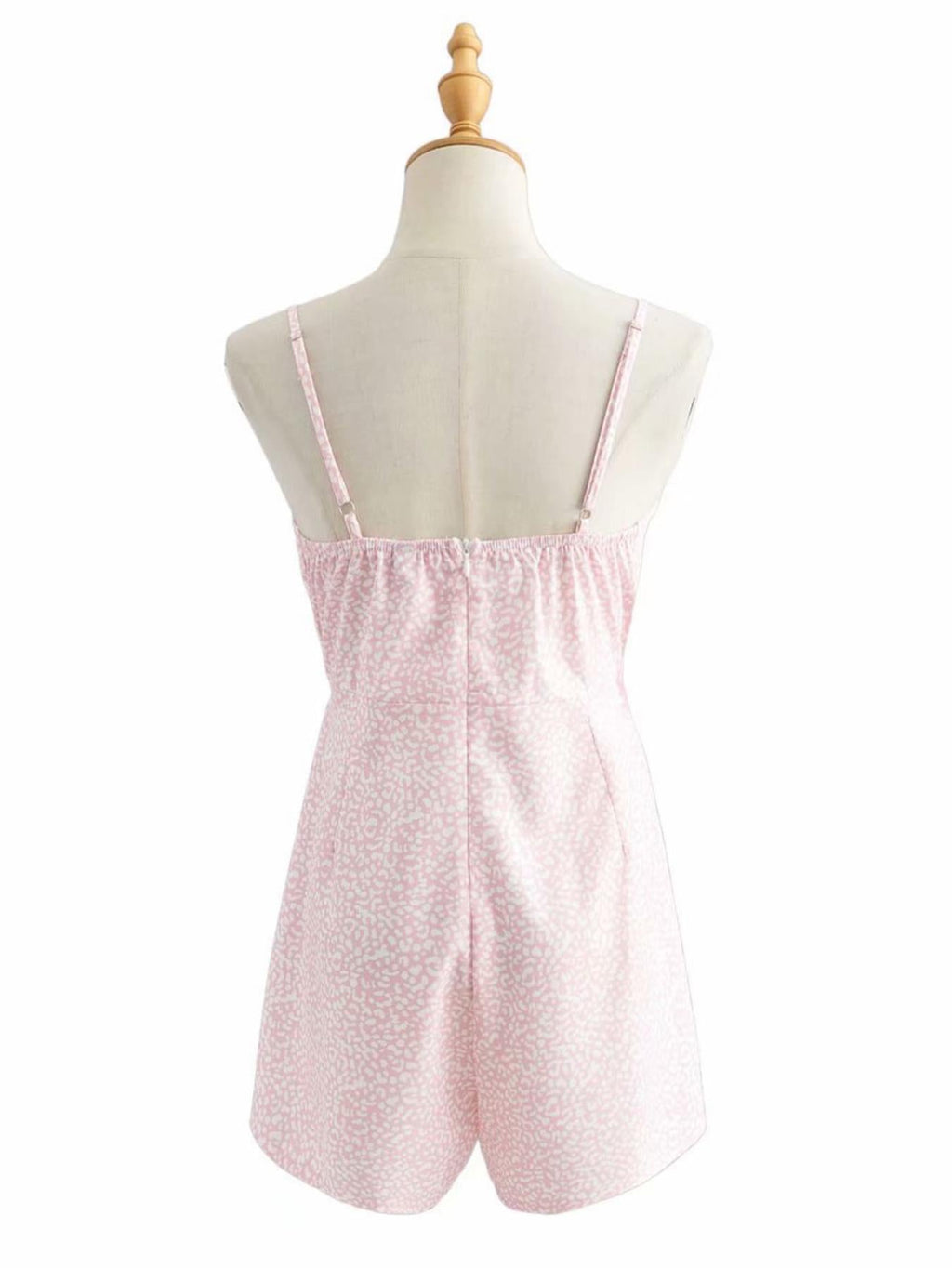 Pink Leopard Print Playsuit with Ruffle