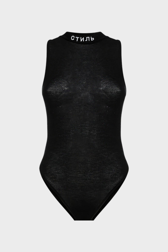 Bodysuit Logo Embroidery Black