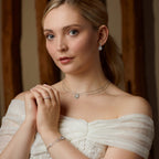 Diamonfire Teardrop Zirconia Double Chain Necklace