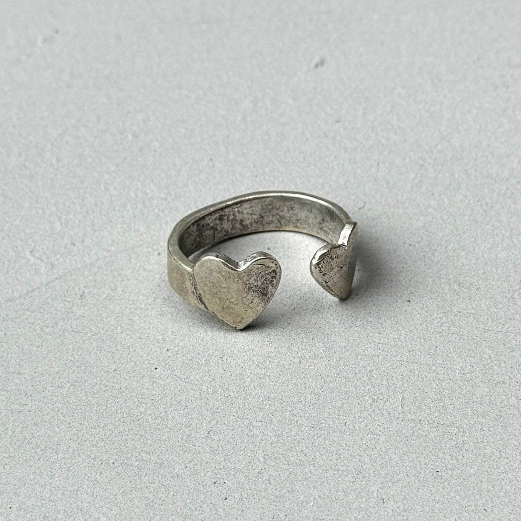 Crossed Hearts Silver Ring
