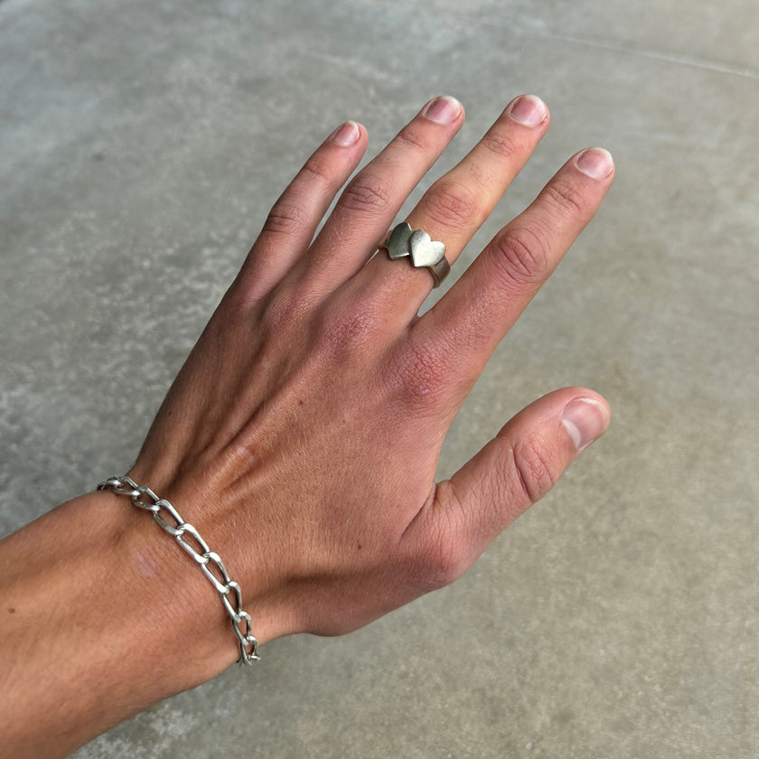 Crossed Hearts Silver Ring