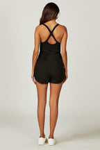 Jersey Top Playsuit with Skirt In Black