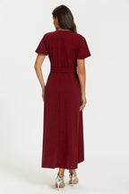Wrap Maxi Dress In Wine