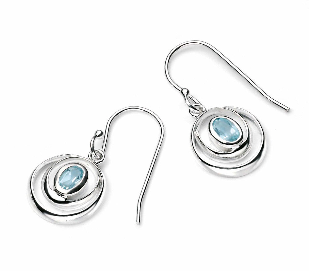 Beginnings Sky Blue Topaz Double Loop Earrings