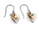 Boucles d'oreilles Beginnings Double Cœur avec petit cœur plaqué or jaune