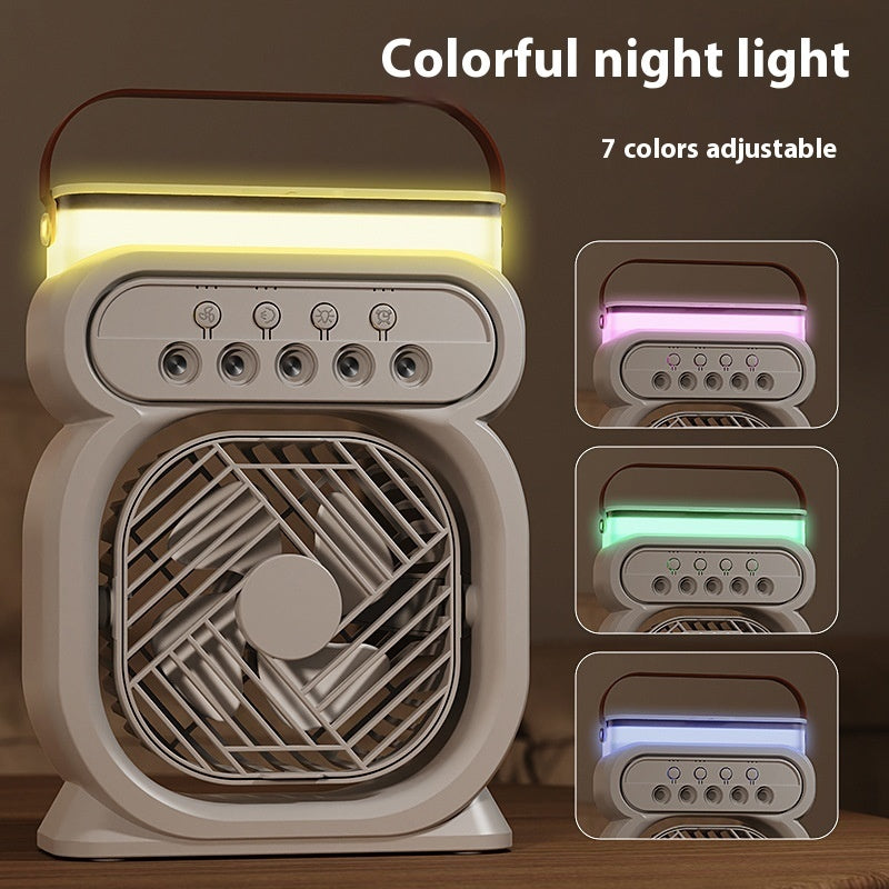 Aire acondicionado portátil 3 en 1, enfriador de aire evaporativo, luces nocturnas LED, 3 velocidades, ventilador humidificador para el hogar y la oficina