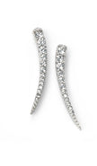 Beginnings Rhodium Plated Curved Bar Earrings with Cubic Zirconia