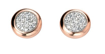 Beginnings Pave Cubic Zirconia Stud Earrings with Rose Gold Plated Surround