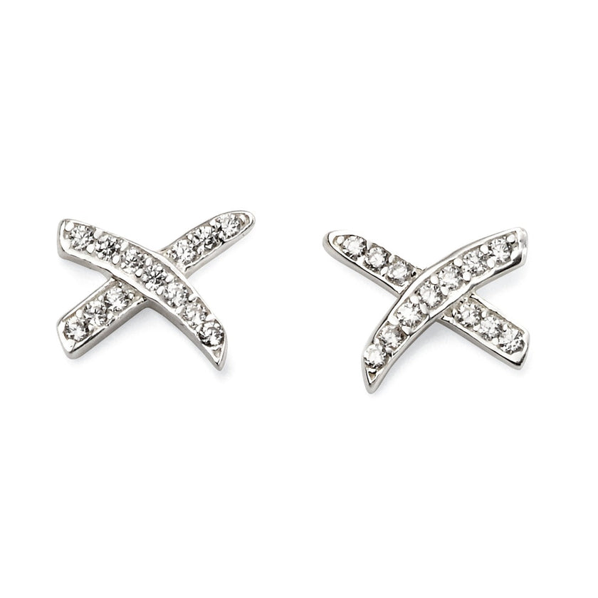 Beginnings Kiss' Shaped Cross Earrings with Cubic Zirconia