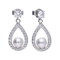 Diamonfire Open Halo Teardrop Earrings with Shell Pearl