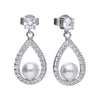 Diamonfire Open Halo Teardrop Earrings with Shell Pearl