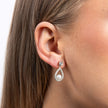 Diamonfire Open Halo Teardrop Earrings with Shell Pearl