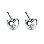 D For Diamond Heart Stud Earrings with Diamond