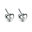 D Pour les boucles d'oreilles clous en forme de cœur avec diamant