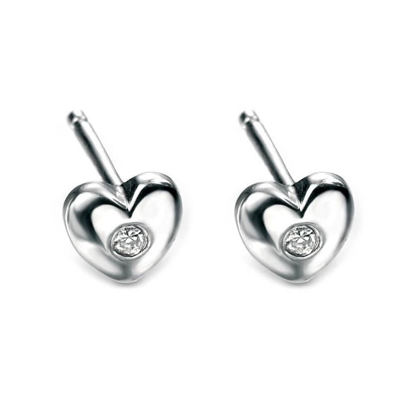 D Pour les boucles d'oreilles clous en forme de cœur avec diamant