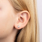 D For Diamond Heart Stud Earrings with Diamond