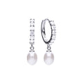 Diamonfire Pearl Drop Hoop Earrings with Pave Zirconia