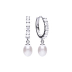Diamonfire Pearl Drop Hoop Earrings with Pave Zirconia