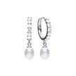 Diamonfire Pearl Drop Hoop Earrings with Pave Zirconia