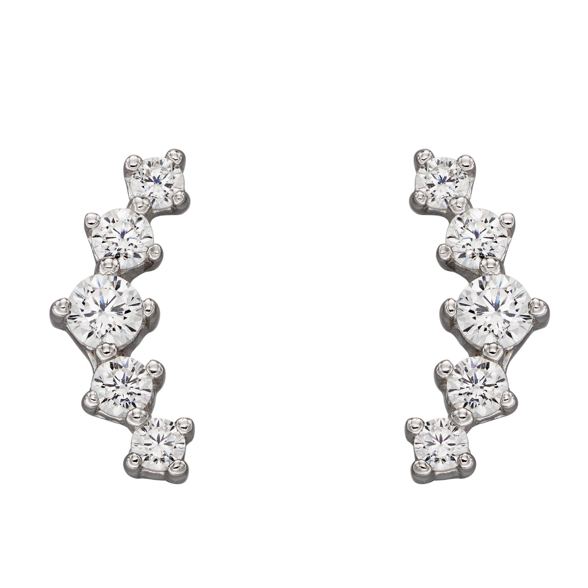 Beginnings Curved Bar Stud Earrings with Graduated Cubic Zirconia Stones