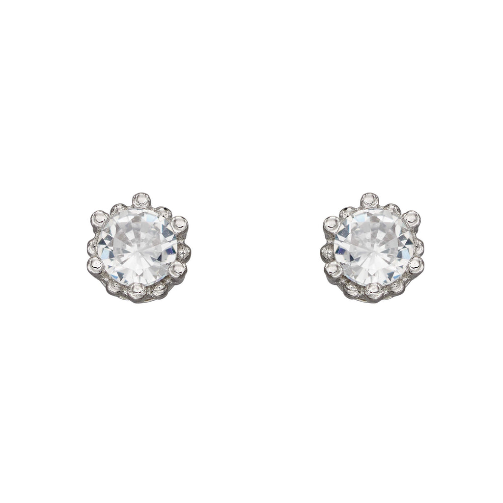 Beginnings Dotted Edge Round Stud Earrings