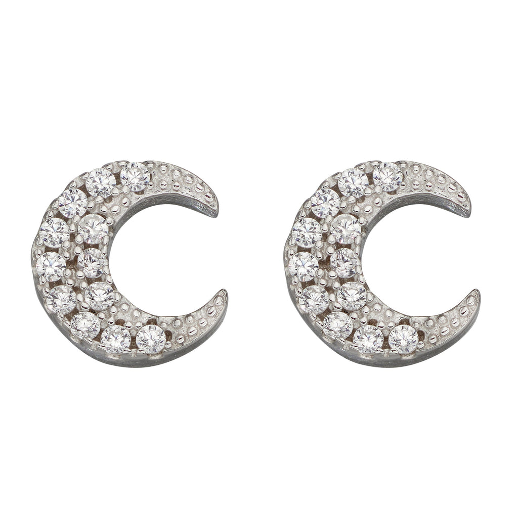 Beginnings Crescent Moon Stud Earrings with Cubic Zirconia