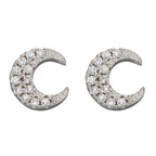 Beginnings Crescent Moon Stud Earrings with Cubic Zirconia
