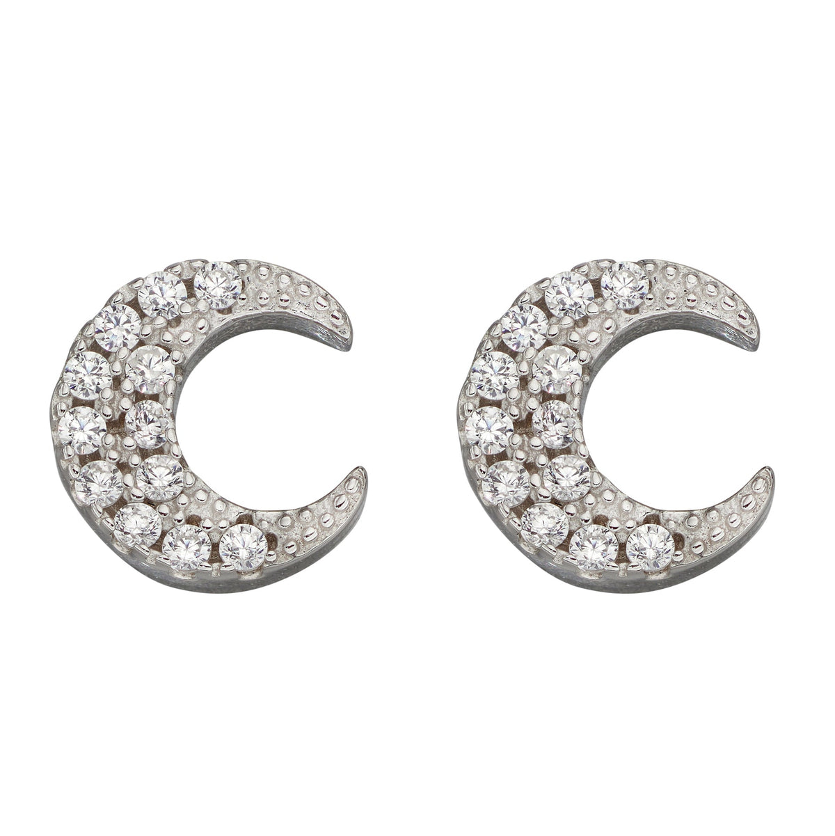 Beginnings Crescent Moon Stud Earrings with Cubic Zirconia