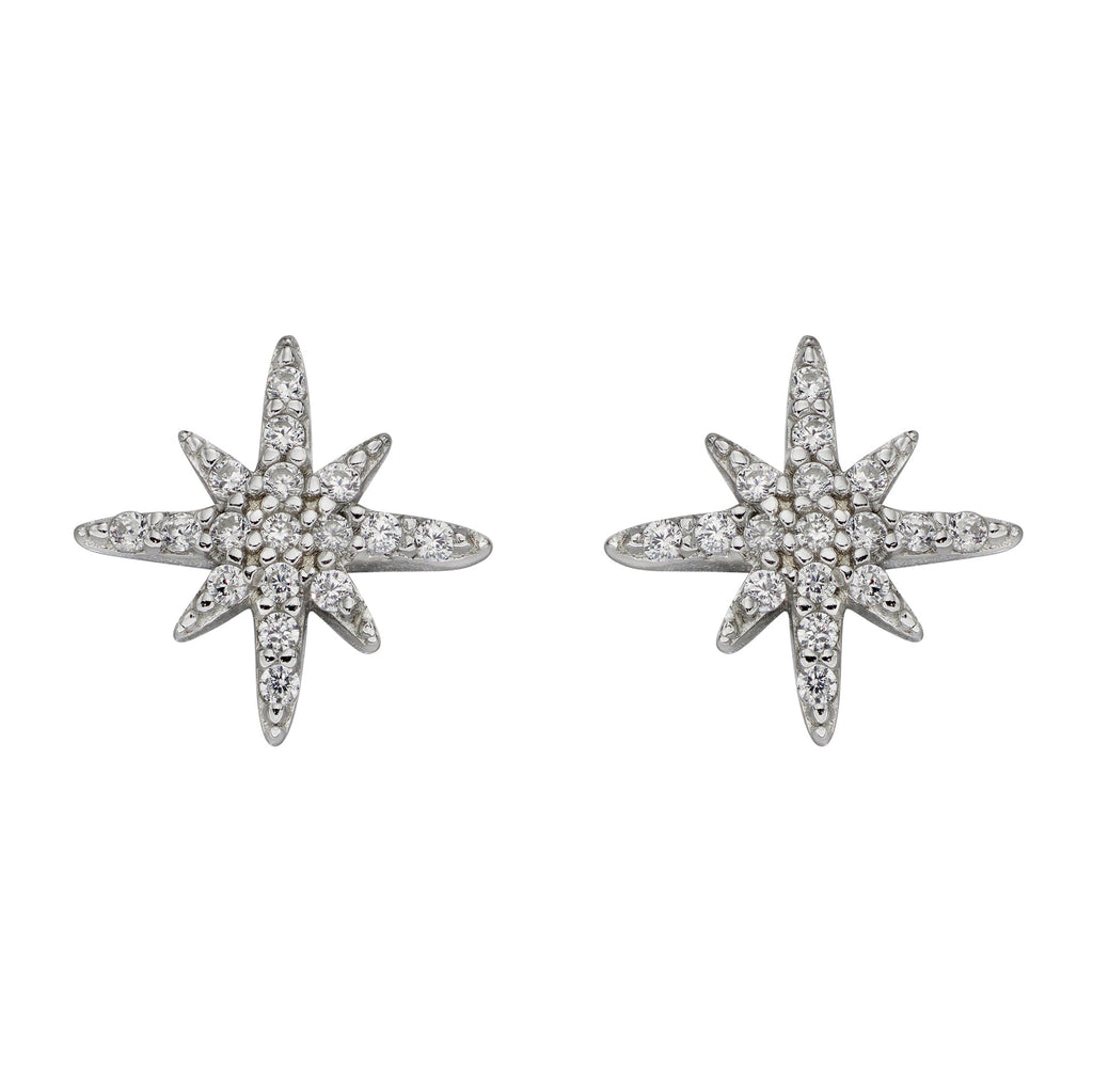 Beginnings Pave Set Cubic Zirconia Starburst Stud Earrings