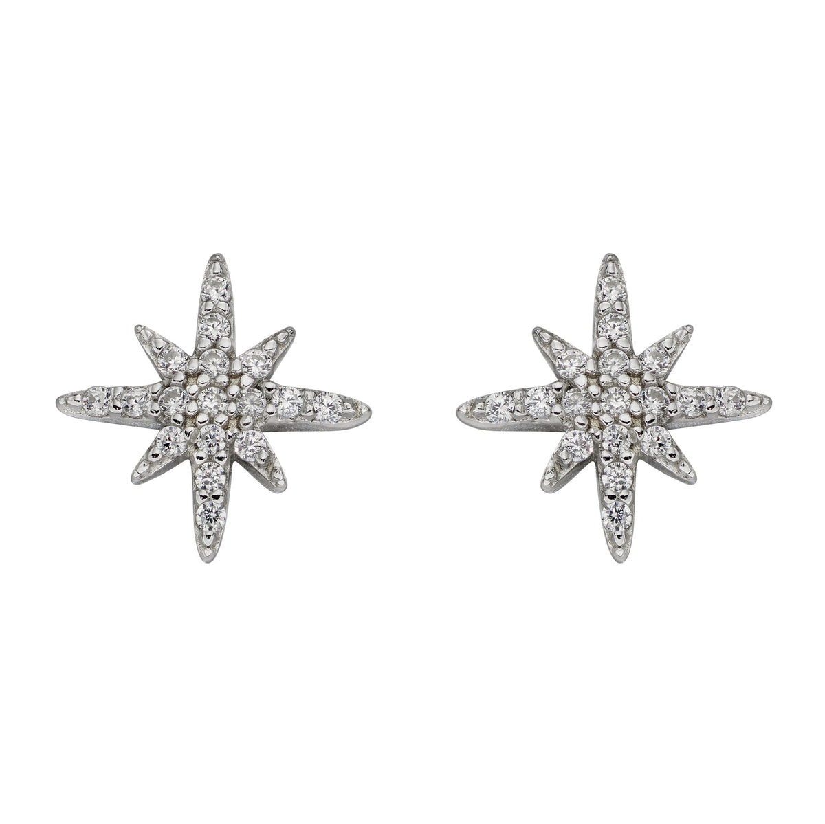 Beginnings Pave Set Cubic Zirconia Starburst Stud Earrings