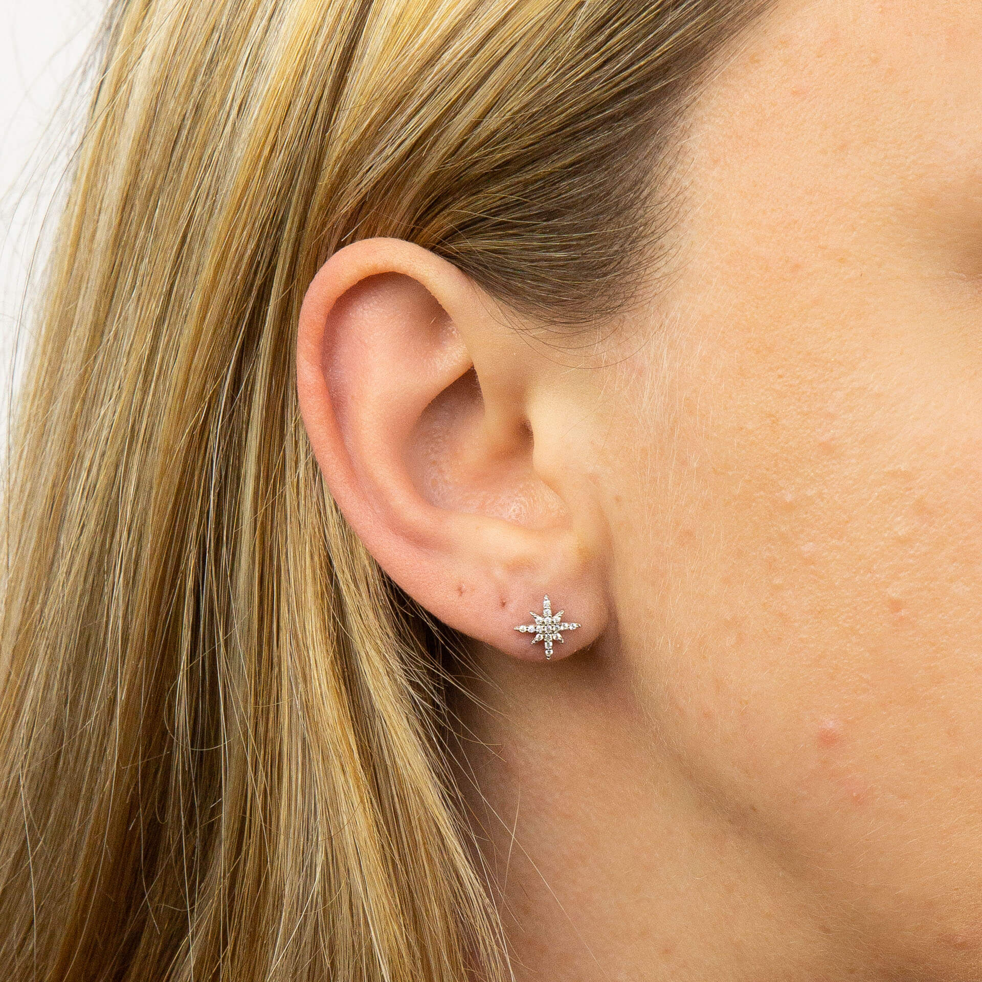 Beginnings Pave Set Cubic Zirconia Starburst Stud Earrings