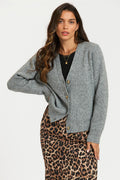 Little Heart Embroidery Cardigan Top In Grey