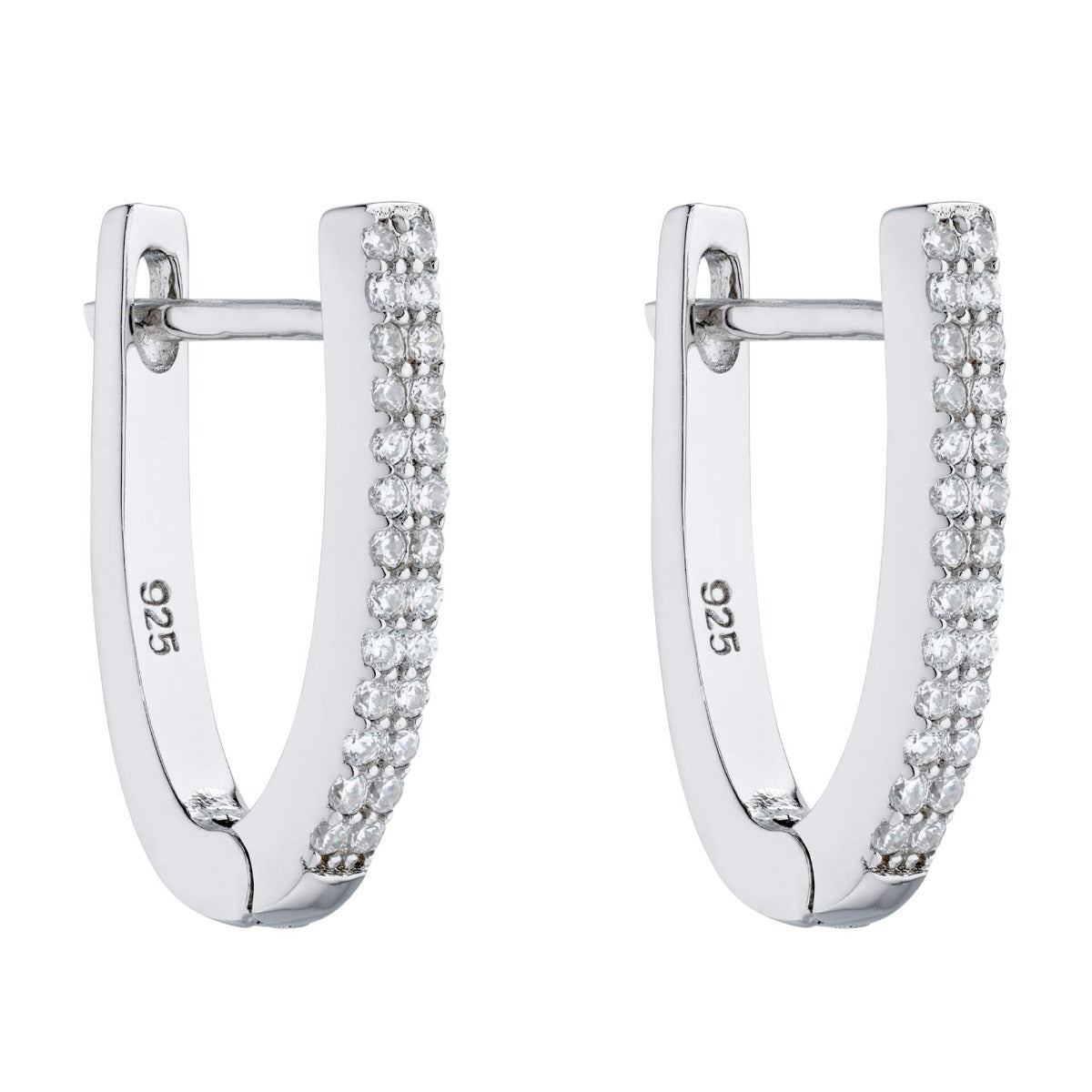 Boucles d'oreilles créoles articulées en forme de U avec oxyde de zirconium Beginnings