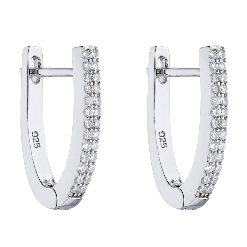 Boucles d'oreilles créoles articulées en forme de U avec oxyde de zirconium Beginnings