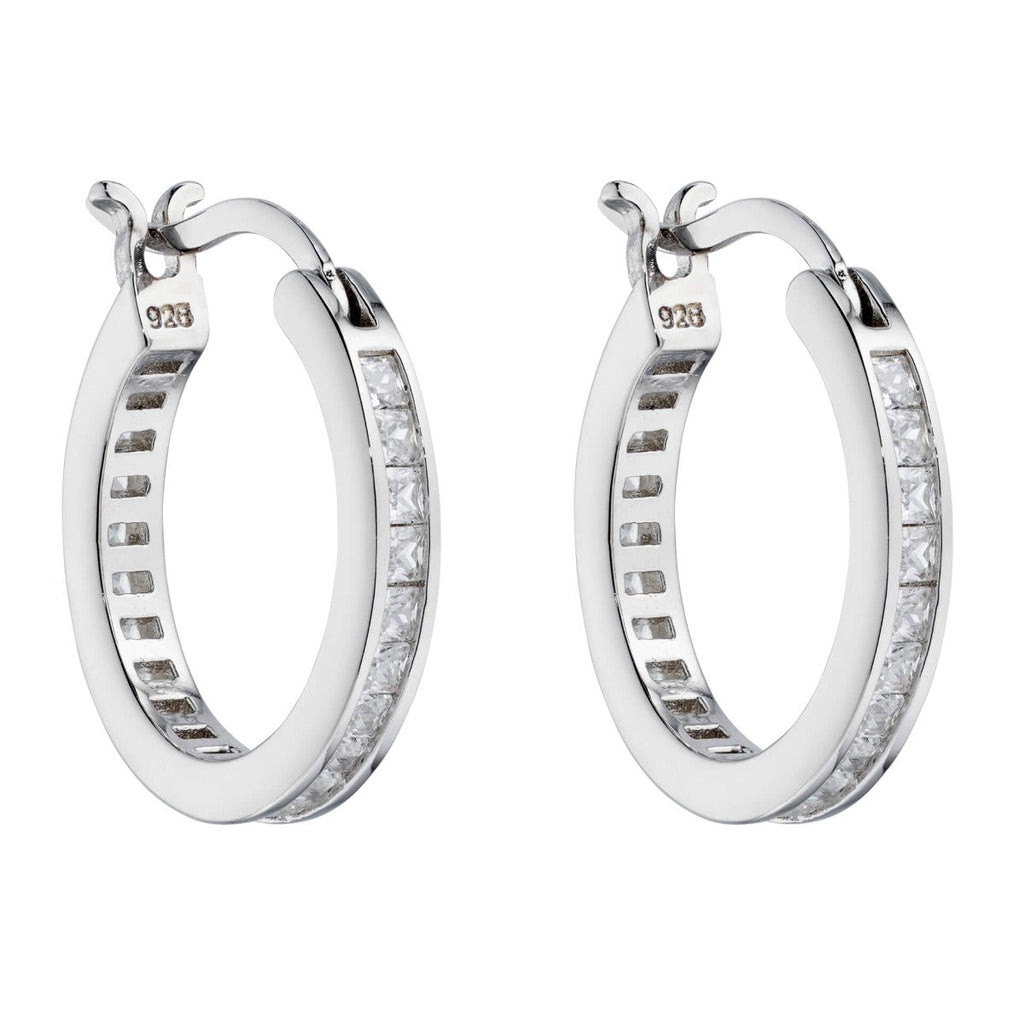 Beginnings Channel Set Hoop Earrings with Cubic Zirconia