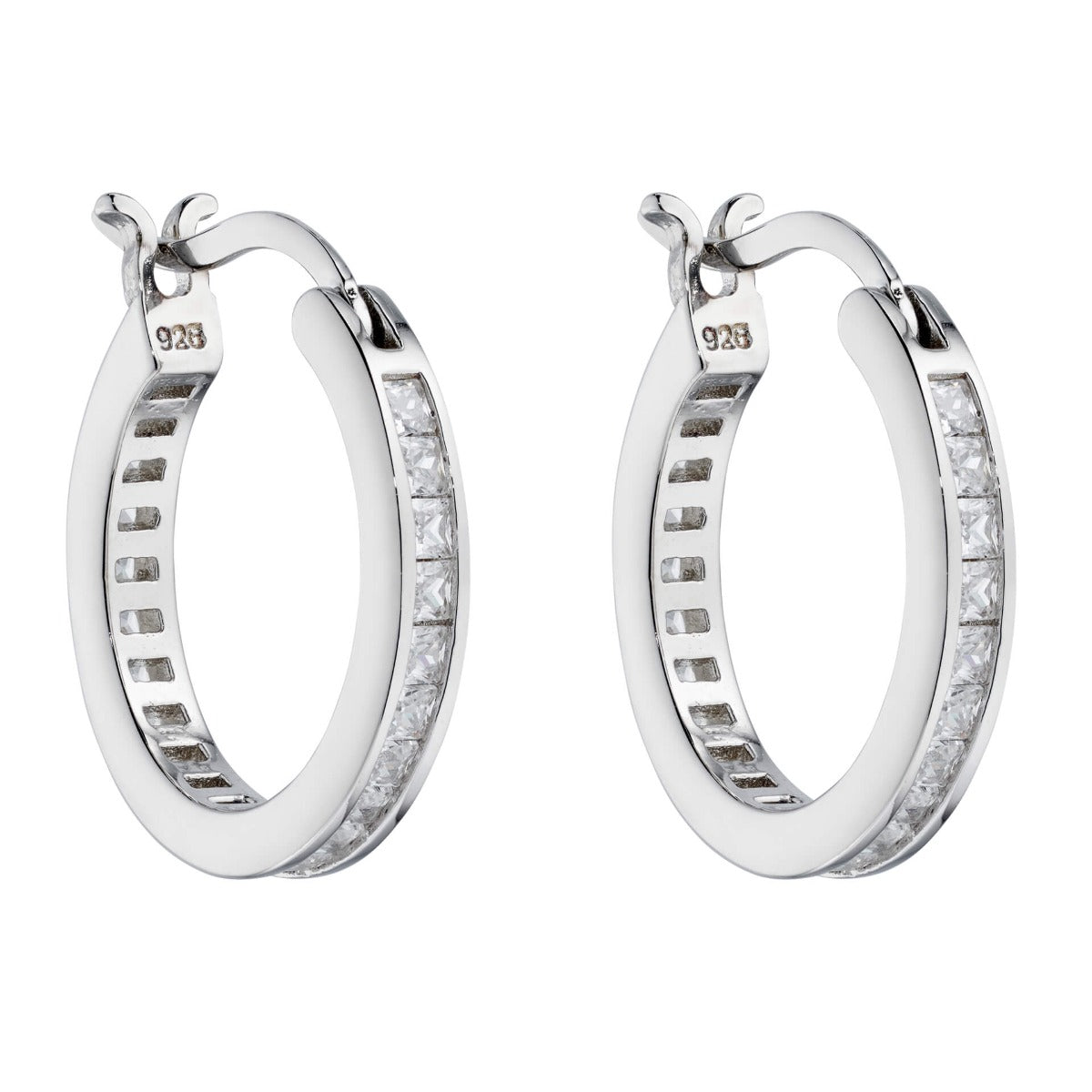Beginnings Channel Set Hoop Earrings with Cubic Zirconia