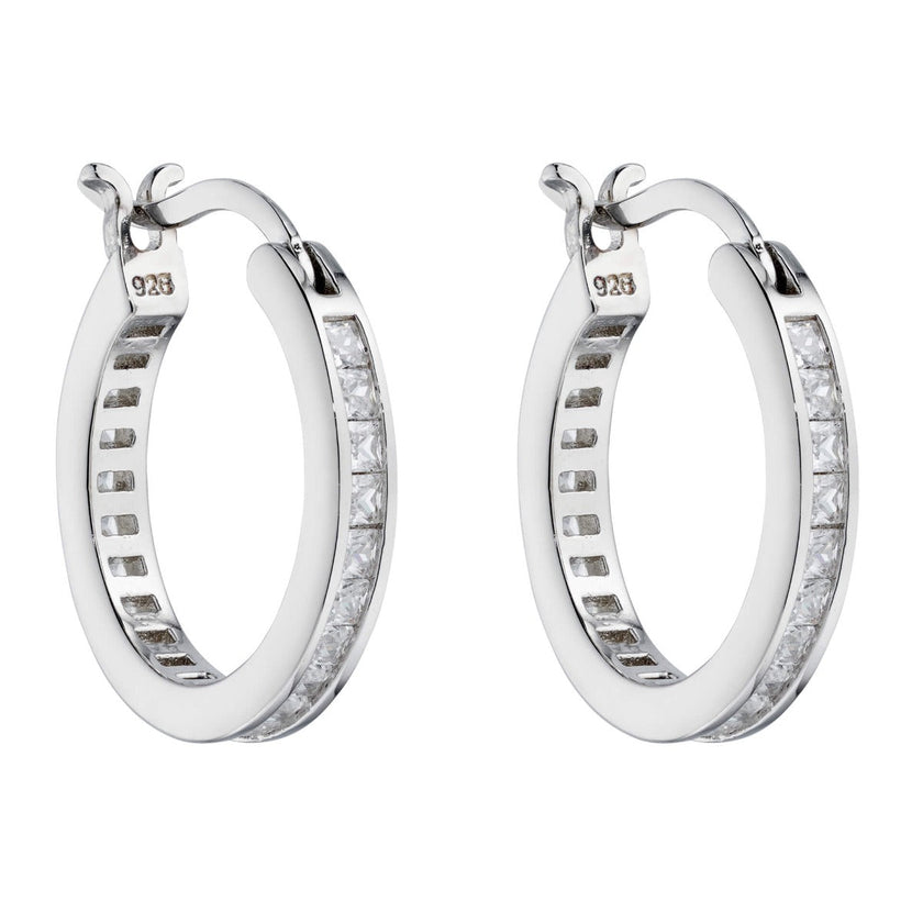 Beginnings Channel Set Hoop Earrings with Cubic Zirconia