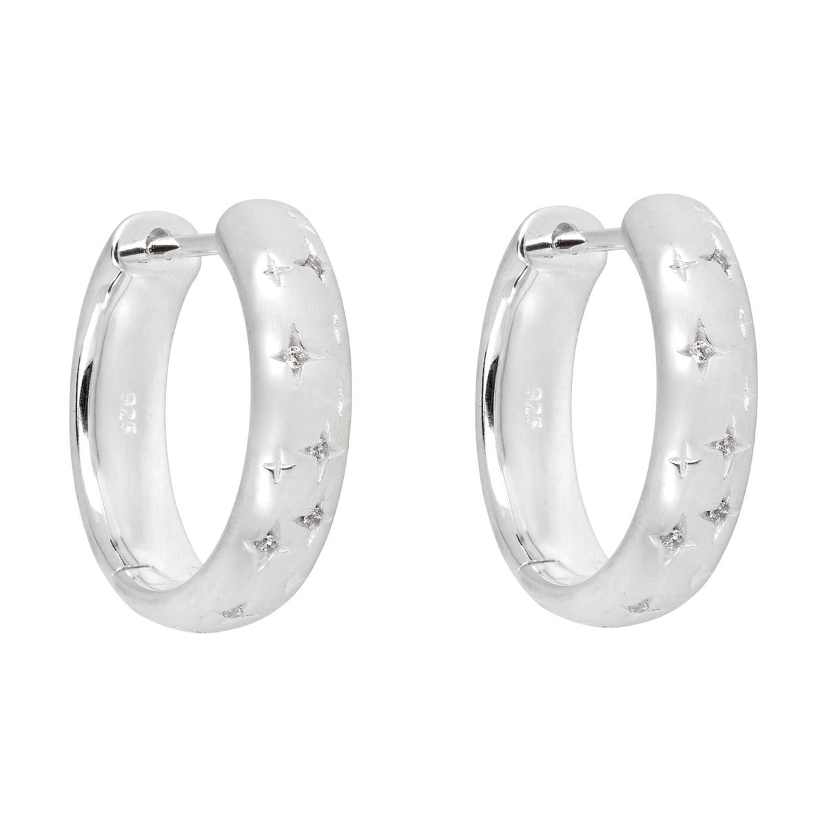 Beginnings Starry Night Hoop Earrings with Cubic Zirconia