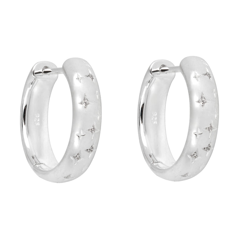 Beginnings Starry Night Hoop Earrings with Cubic Zirconia