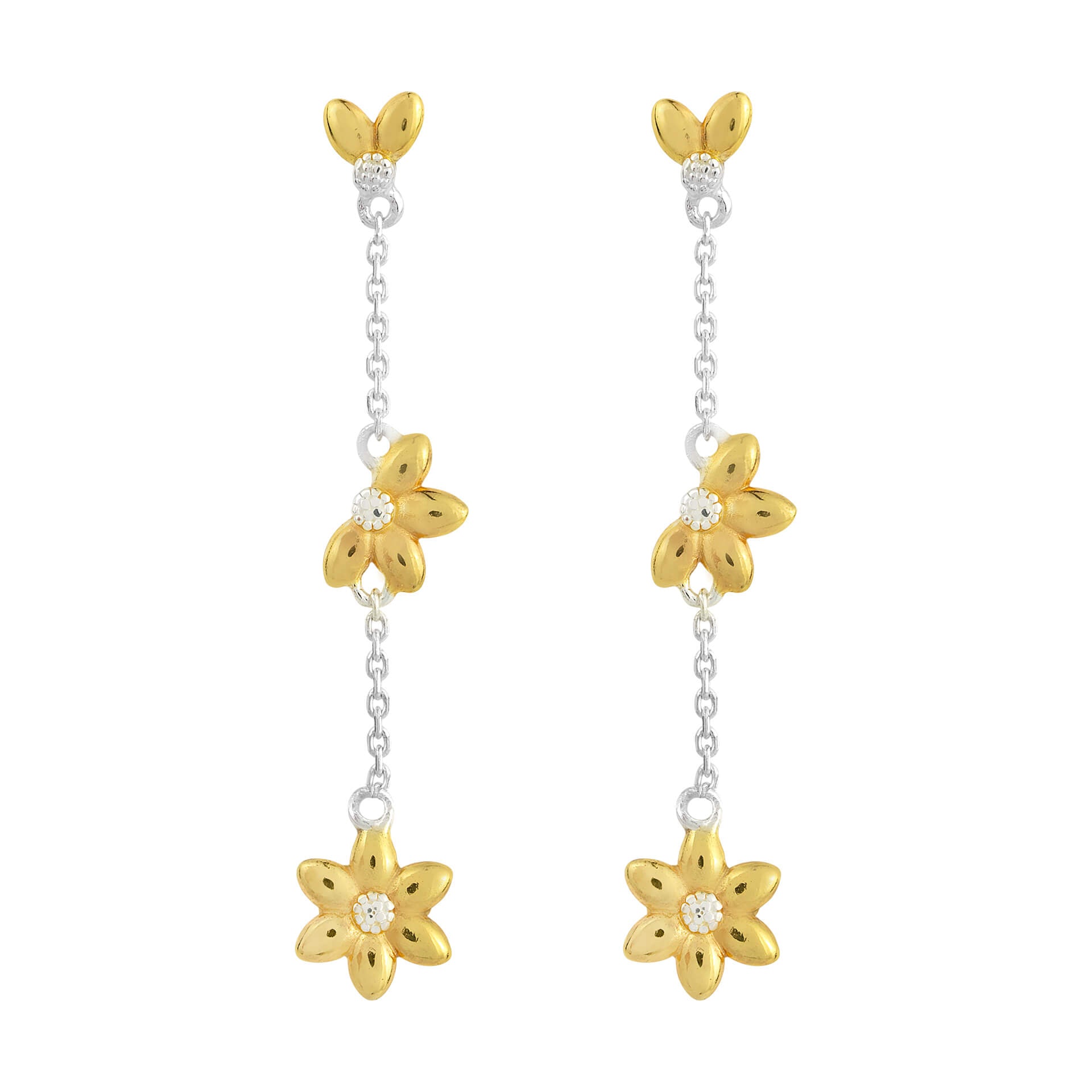 Beginnings Sunflower Drop Earrings with Yellow Gold Plating