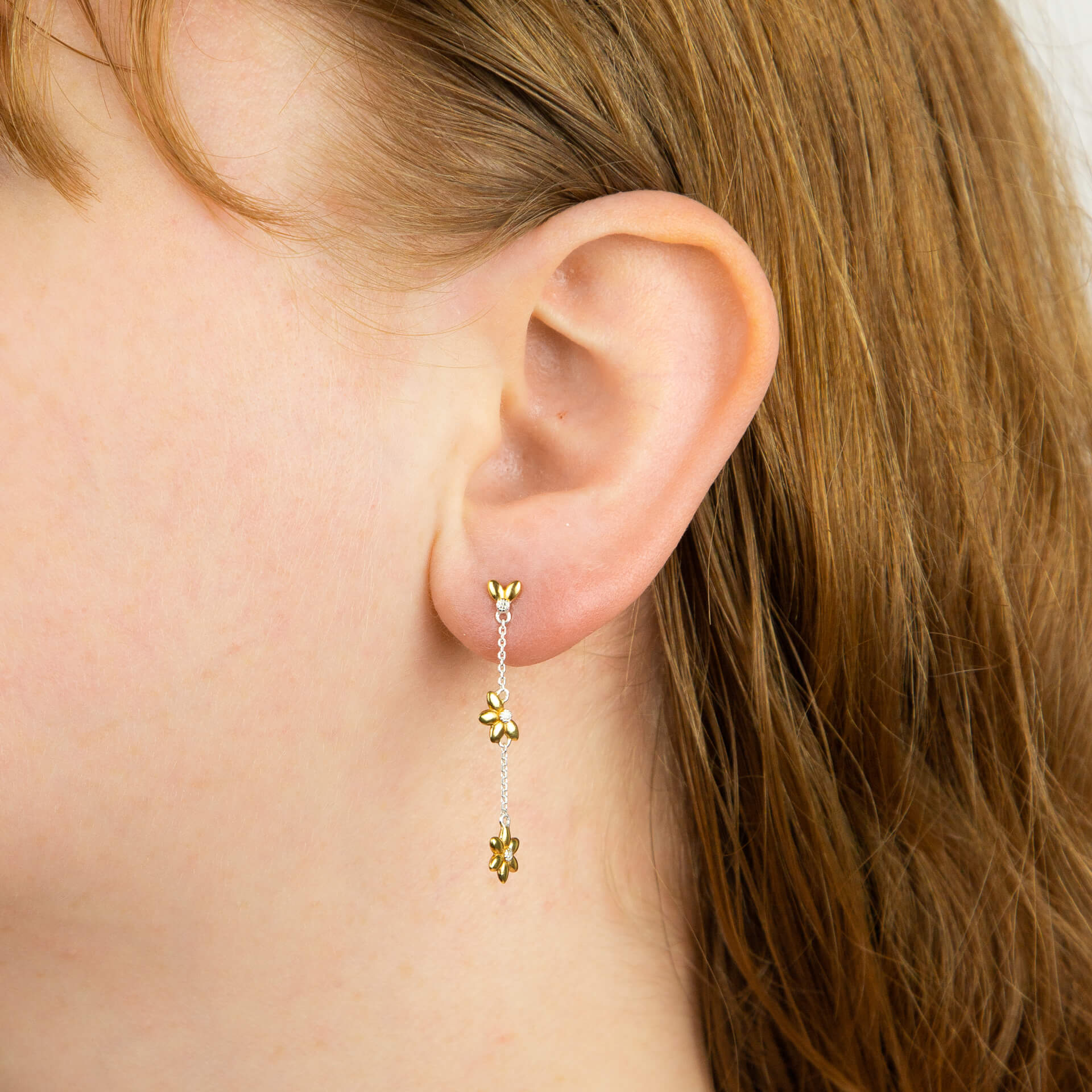 Beginnings Sunflower Drop Earrings with Yellow Gold Plating