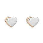 D For Diamond Rose Edge Heart Stud Earrings with Diamond