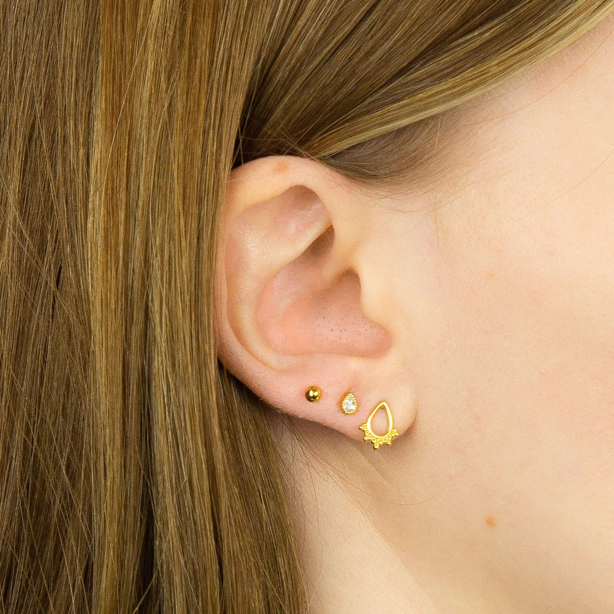 Beginnings Teardrop Stud Earrings with Cubic Zirconia