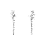 Diamonfire Baguette Zirconia Chain Stud Earrings