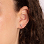 Diamonfire Baguette Zirconia Chain Stud Earrings