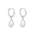 Diamonfire Pave Set Assembled Hoop Earrings with Shell Pearl