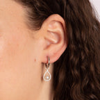 Diamonfire Pave Set Assembled Hoop Earrings with Shell Pearl