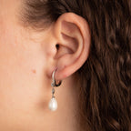 Diamonfire Shell Pearl Drop Lever Hook Earrings