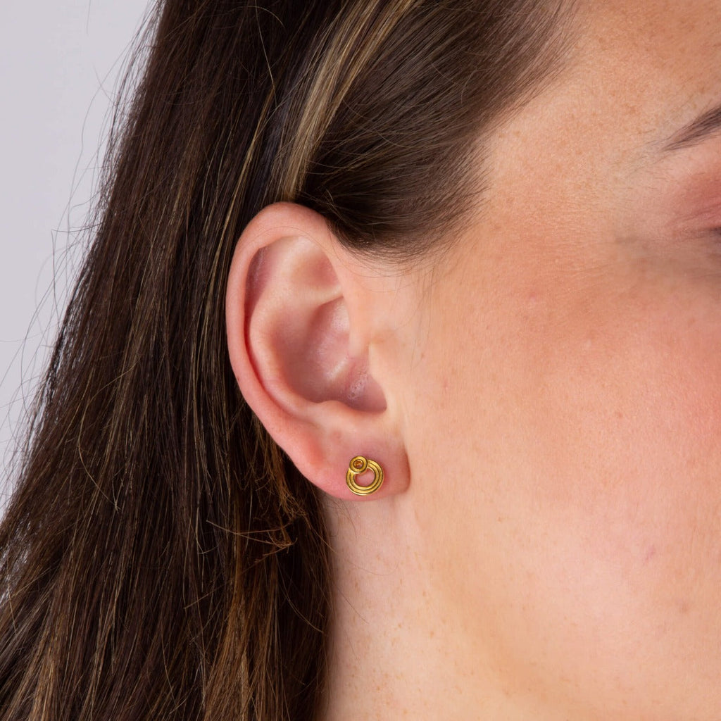 Beginnings Ridged Double Open Circle Stud Earrings