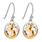 Beginnings World Drop Earrings with Yellow Gold Plated Disc